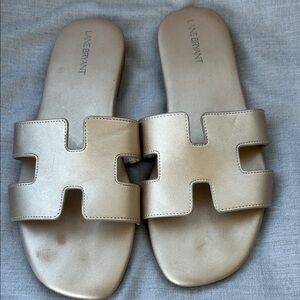Lane Bryant Metallic Gold Slides
